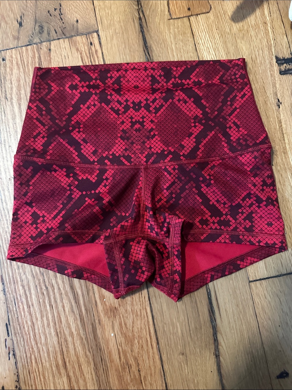 lululemon athletica High-Waist Red Snake-Print Workout Shorts